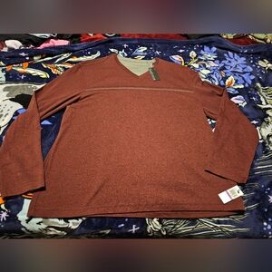 Van Heusen Men's V-Neck Sweater - Brick Red